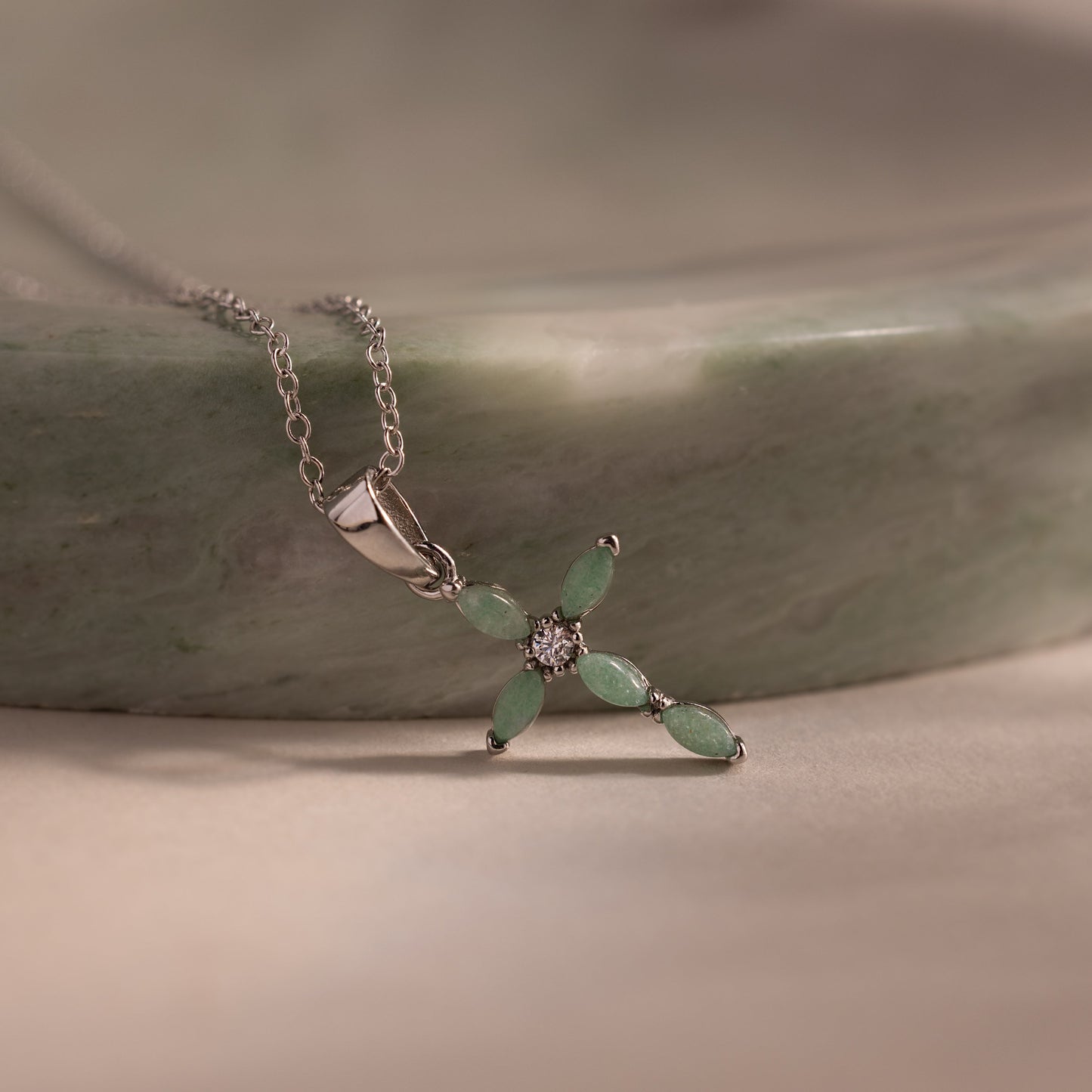 Marquise Jade Cross Necklace
