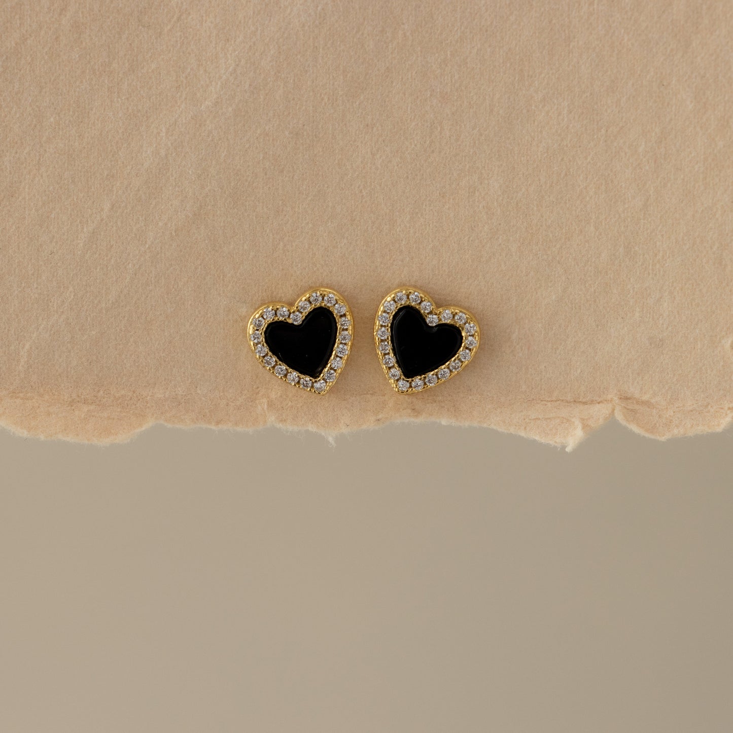 Black Pave Heart Studs