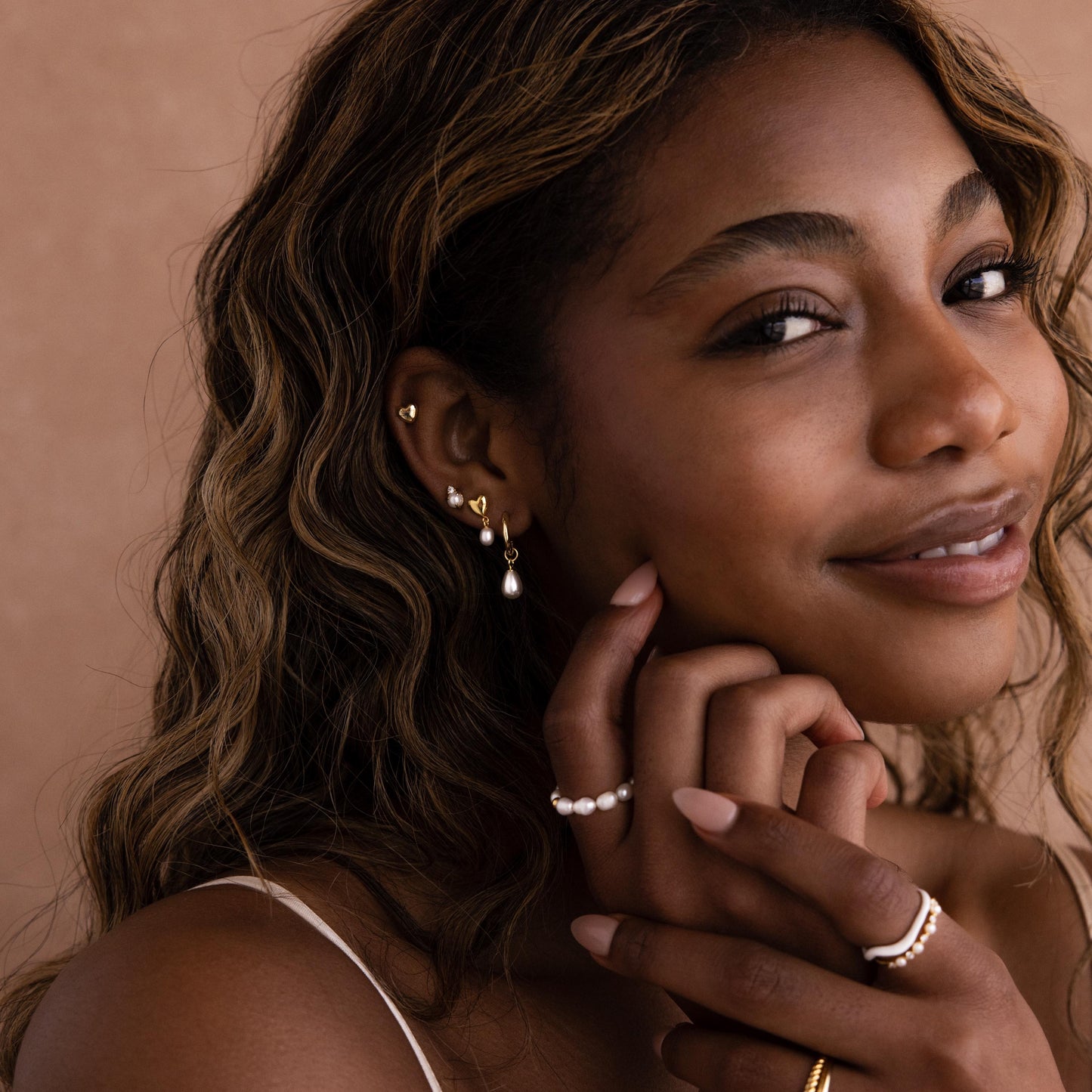 Heart Pearl Drop Earrings