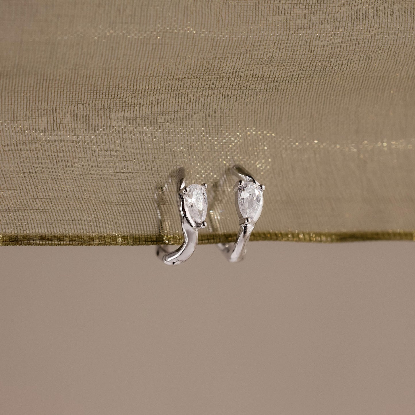 Organic Diamond Teardrop Hoops