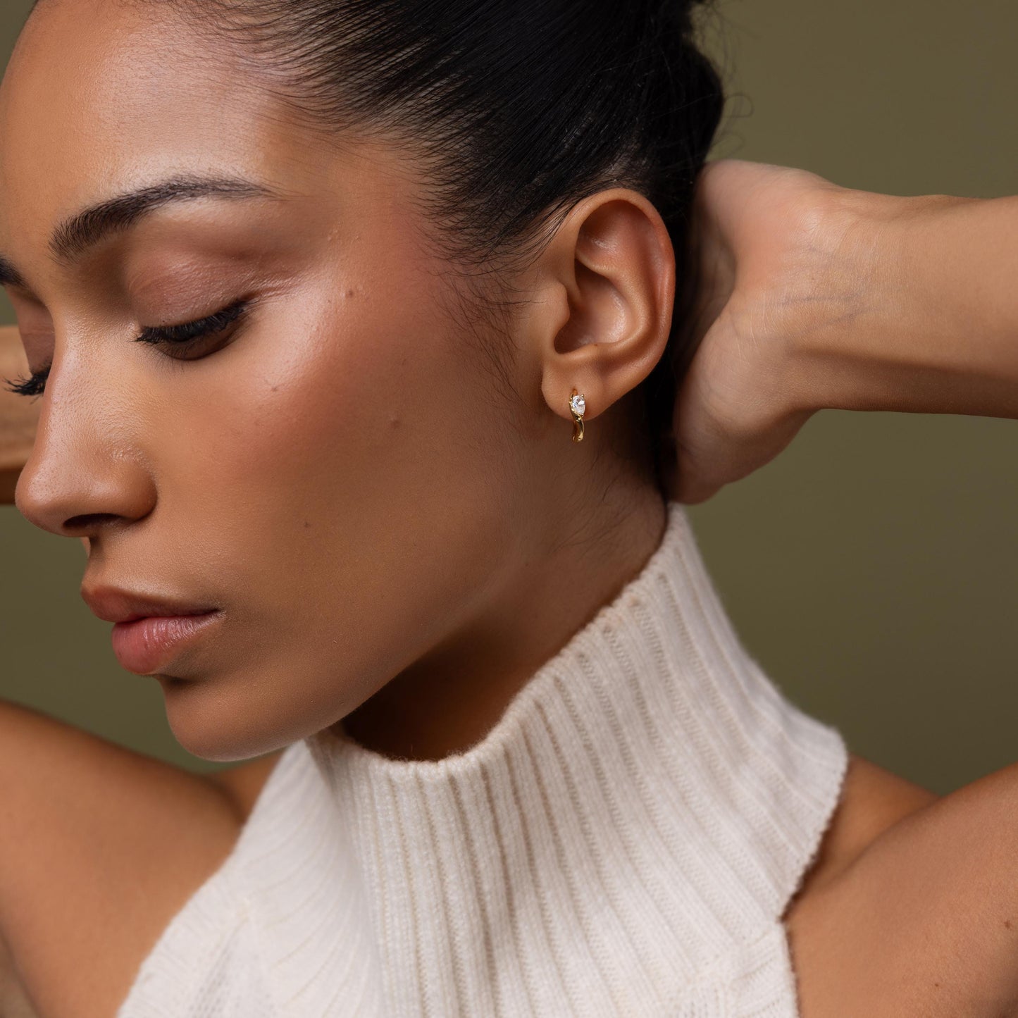 Organic Diamond Teardrop Hoops in 18K Gold