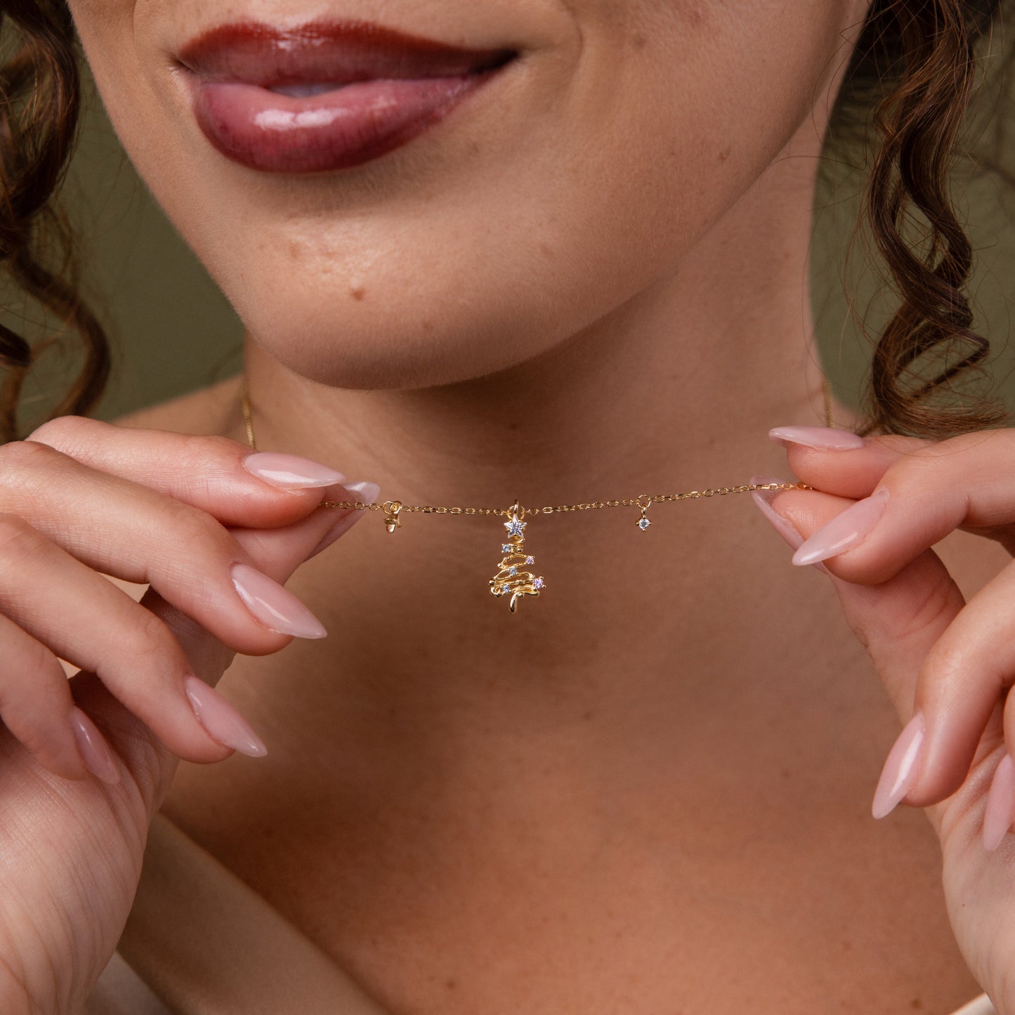 Holiday Diamond Tree Necklace