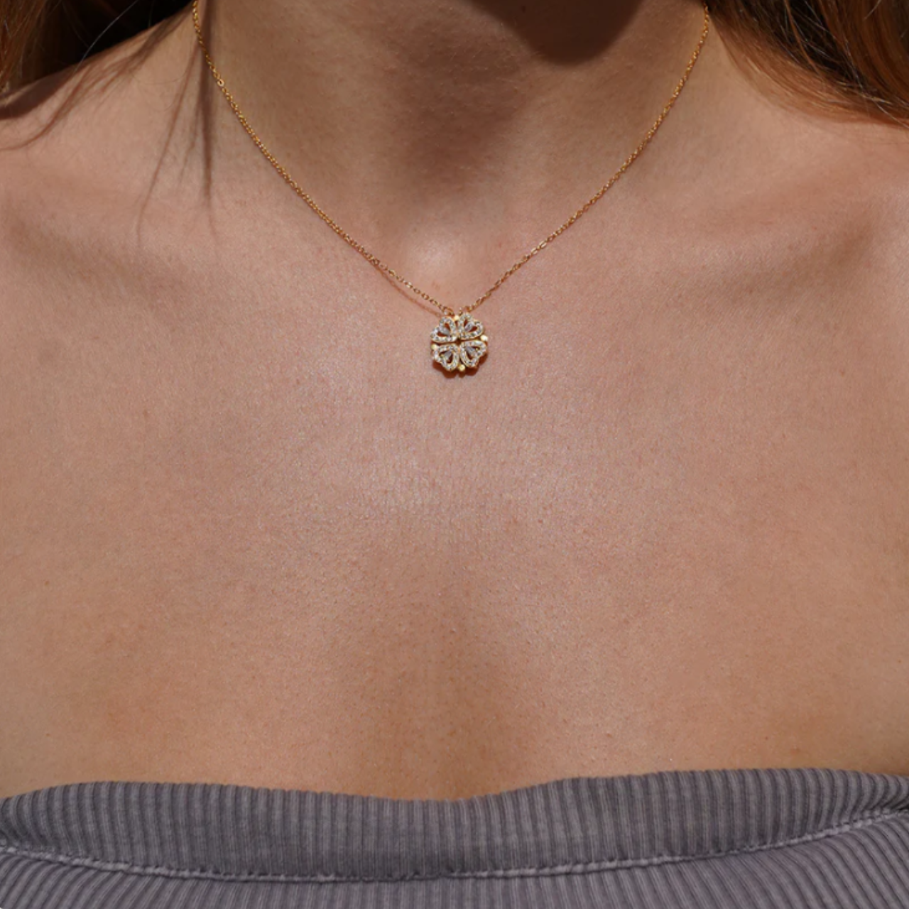 Daughter's 4-Leaf Clover Lucky Charm Necklace with Forever Rose Gift Box