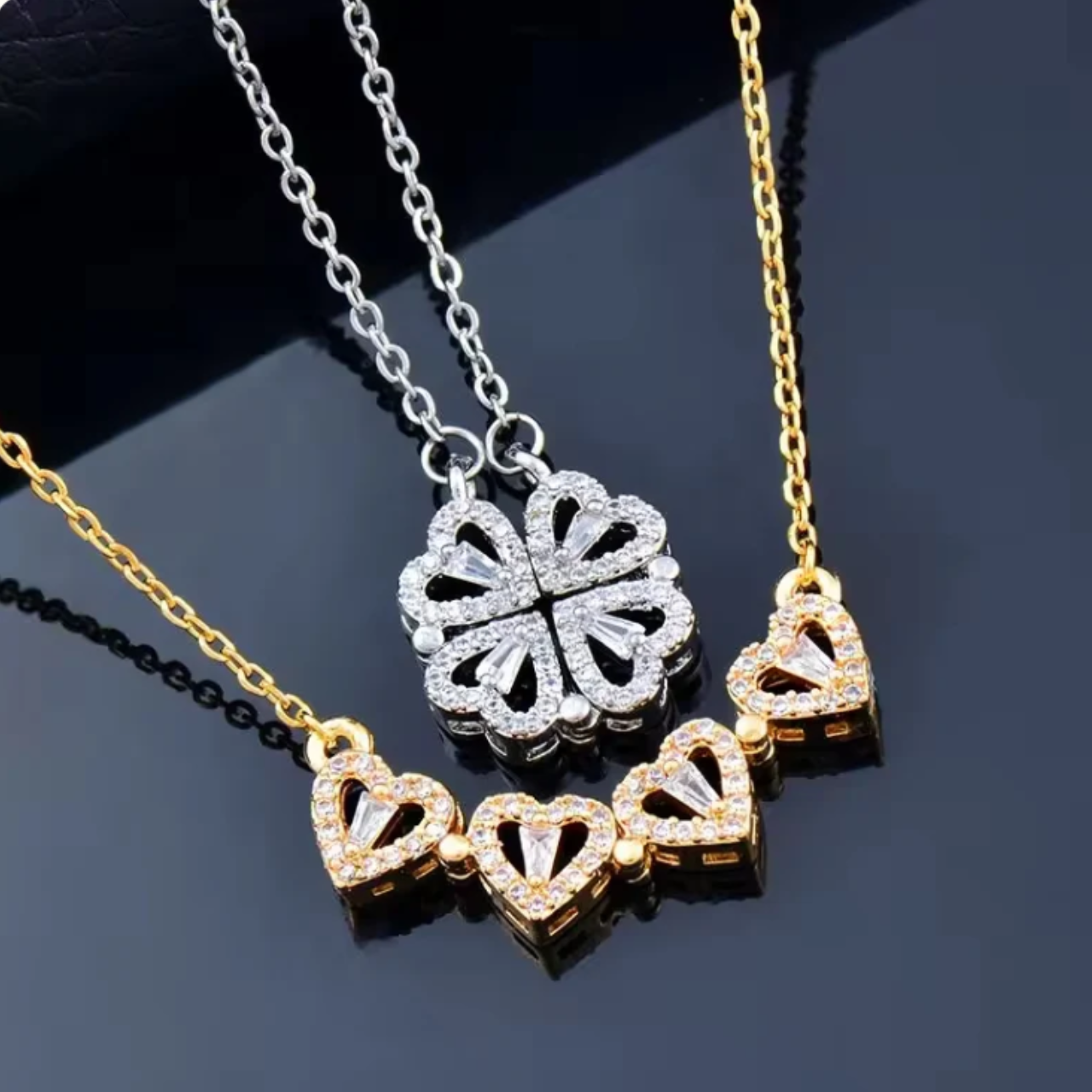 Daughter's 4-Leaf Clover Lucky Charm Necklace with Forever Rose Gift Box