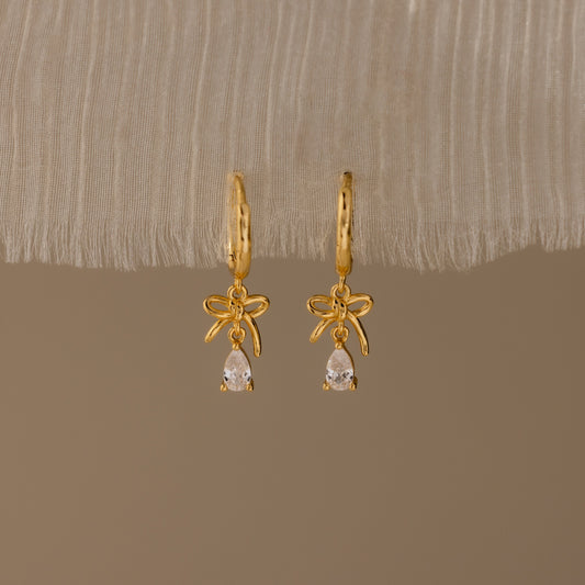 Teardrop Ribbon Charm Hoops