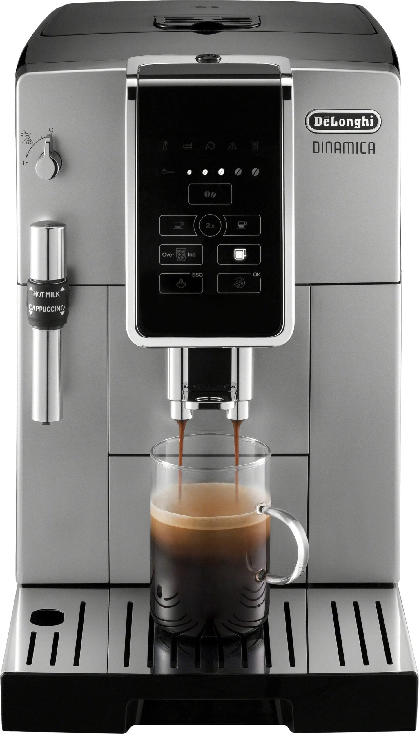 De’Longhi – Dinamica TrueBrew Over Ice Fully Automatic Coffee and Espresso Machine- Chrome and Black