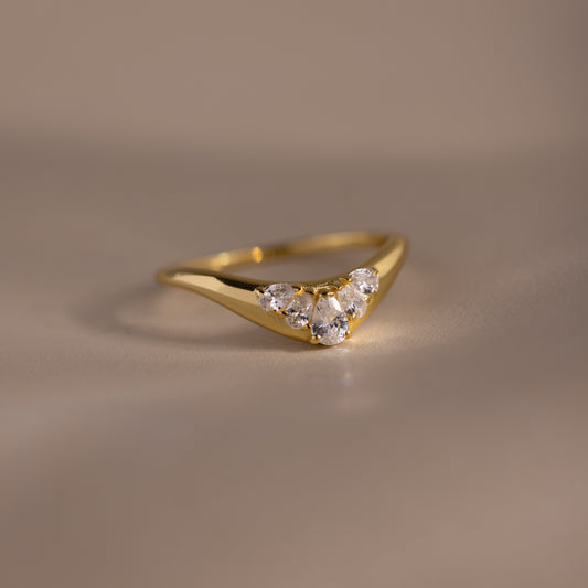 Sunrise Diamond Curve Ring