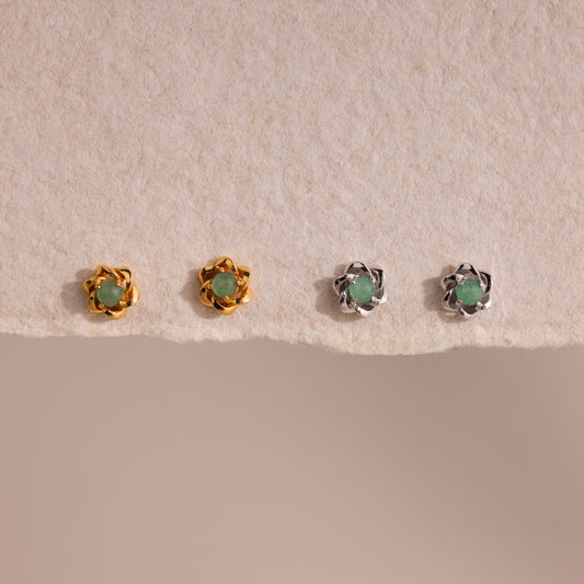 Mini Jade Flower Studs