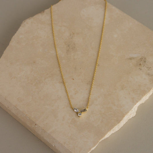 Mixed Diamond Stone Charm Necklace