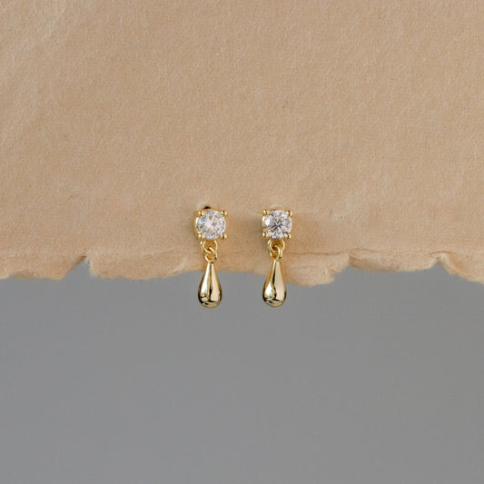 Mini Dangling Teardrop Diamond Studs