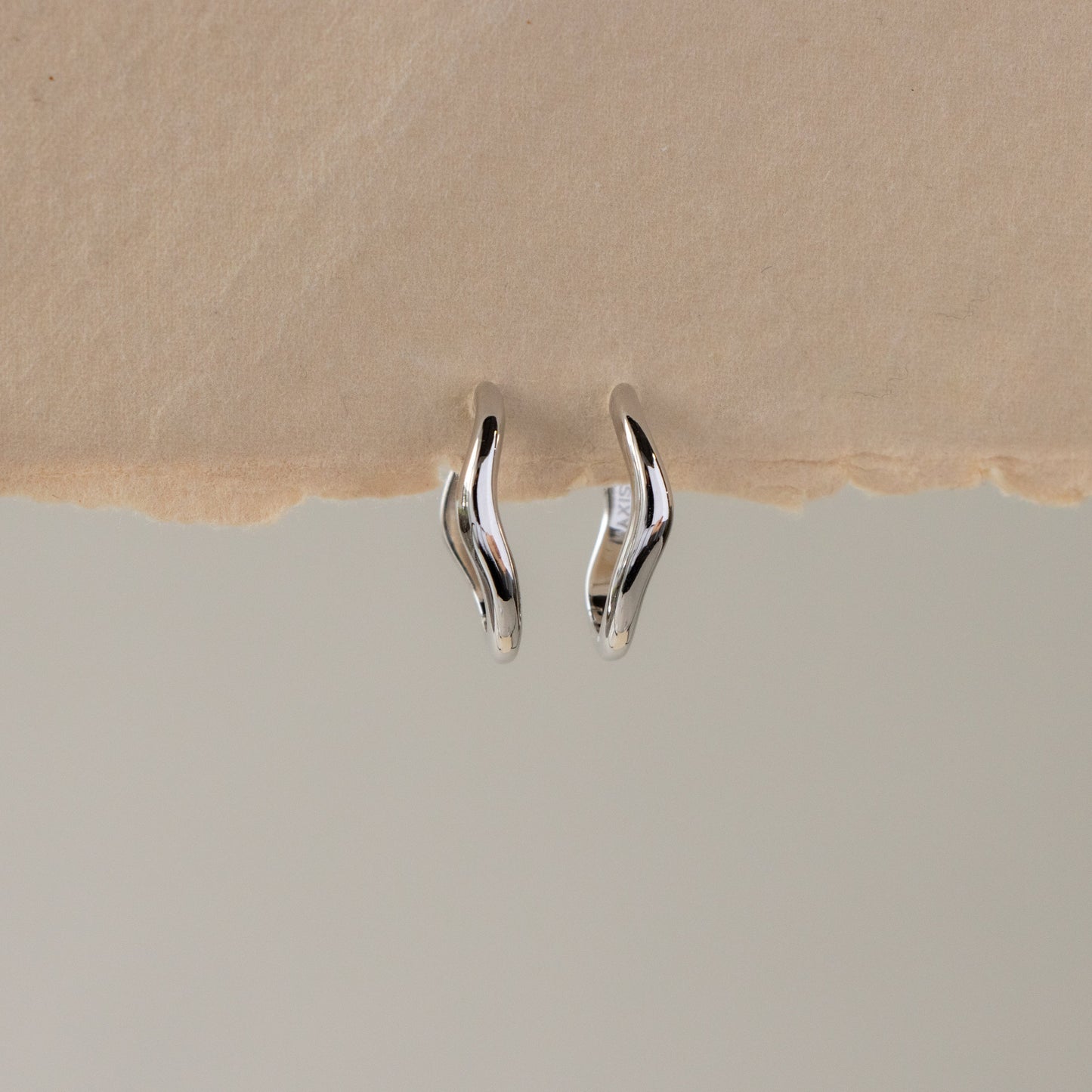 Dainty Silver Wave Huggies