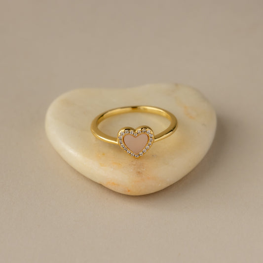 Pink Pave Heart Ring