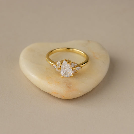 Petal Diamond Teardrop RIng