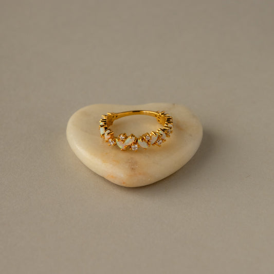 Diamond Marquise Opal Cluster Ring