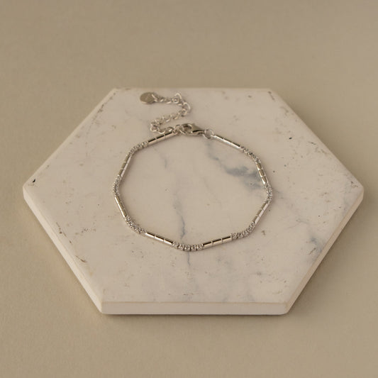 Silver Diamond Dot & Dash Bracelet