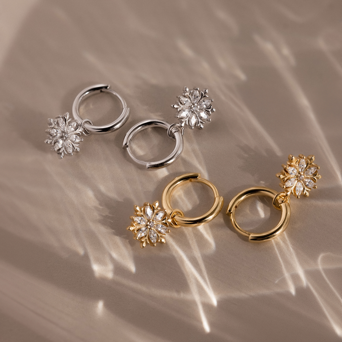 Diamond Poinsettia Hoops