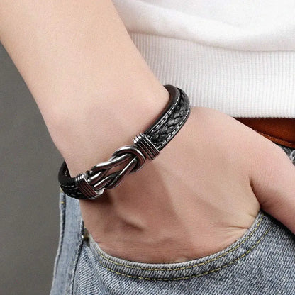 Son’s Bracelet Gift – Custom Braided Leather with Engraved Name