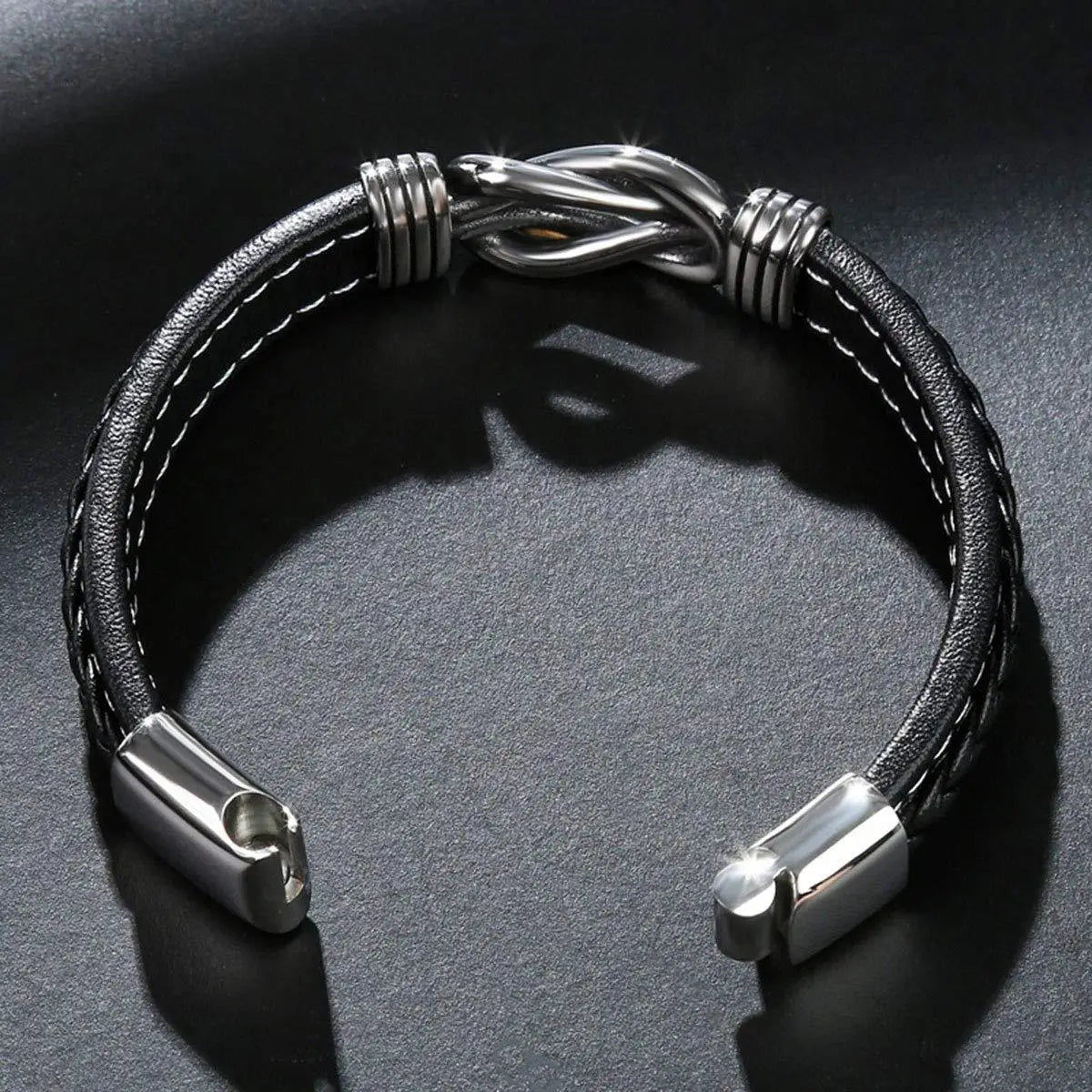 Son’s Bracelet Gift – Custom Braided Leather with Engraved Name