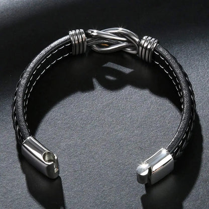 Son’s Bracelet Gift – Custom Braided Leather with Engraved Name