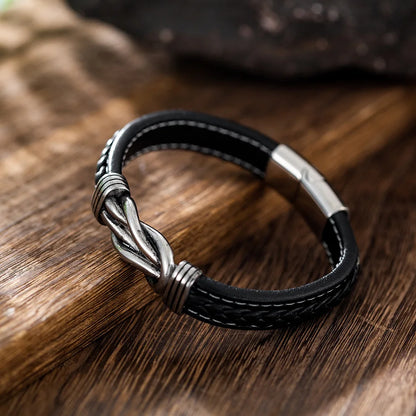 Son’s Bracelet Gift – Custom Braided Leather with Engraved Name