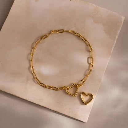 Heart Carabiner Paperclip Bracelet