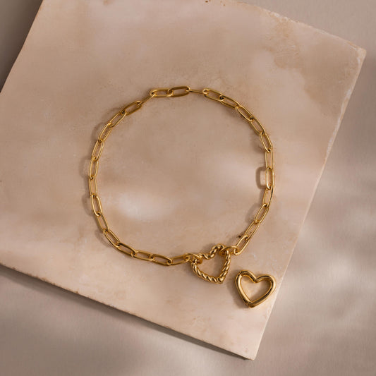 Heart Carabiner Paperclip Bracelet