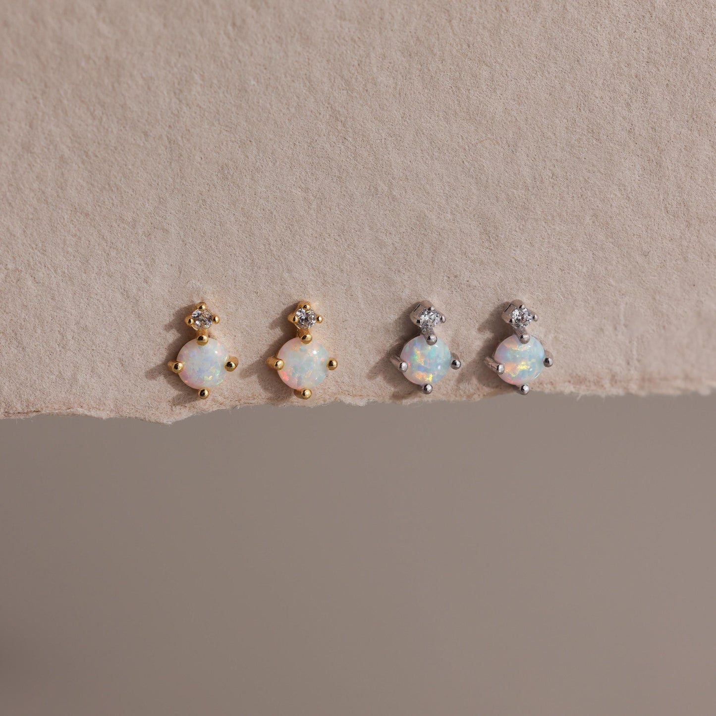 Opal & Diamond Flatback Studs