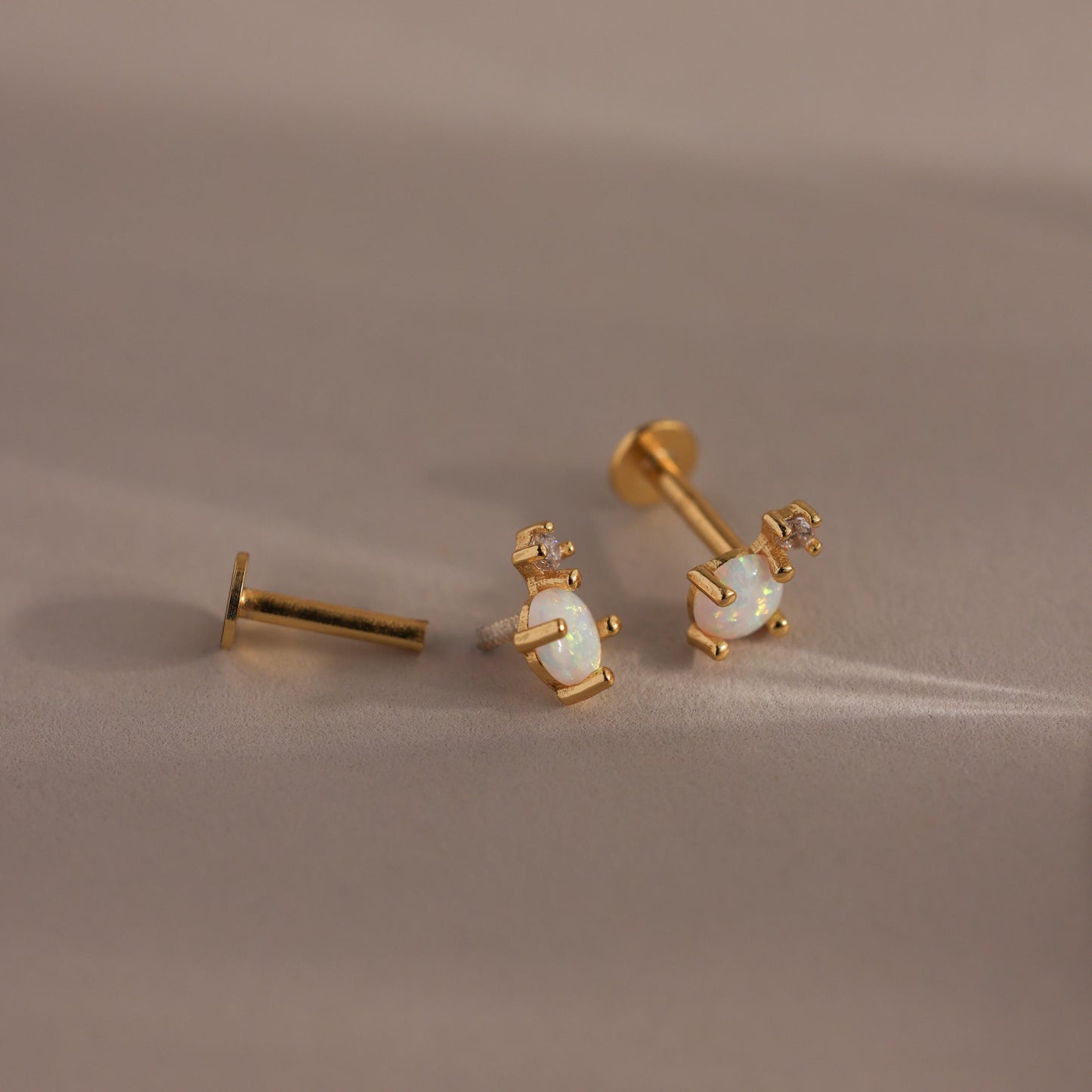 Opal & Diamond Flatback Studs