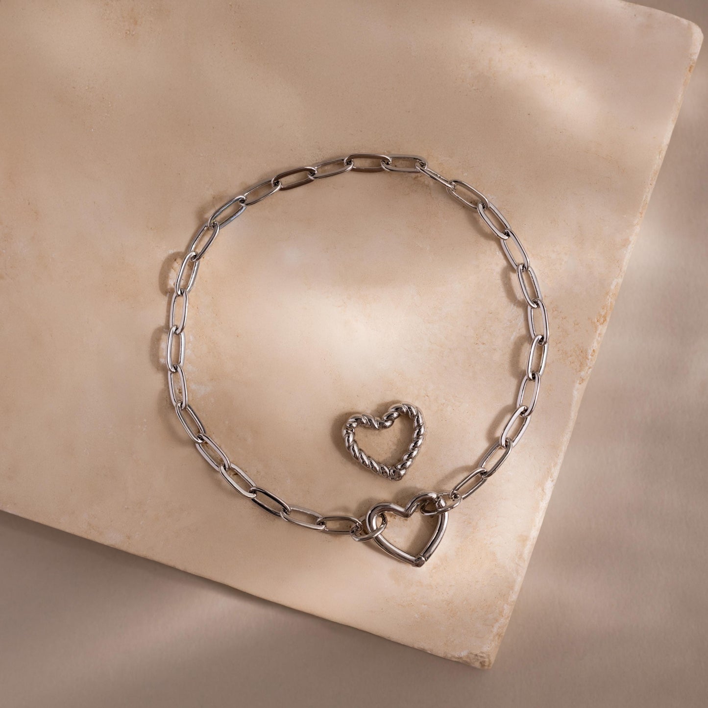 Heart Carabiner Paperclip Bracelet