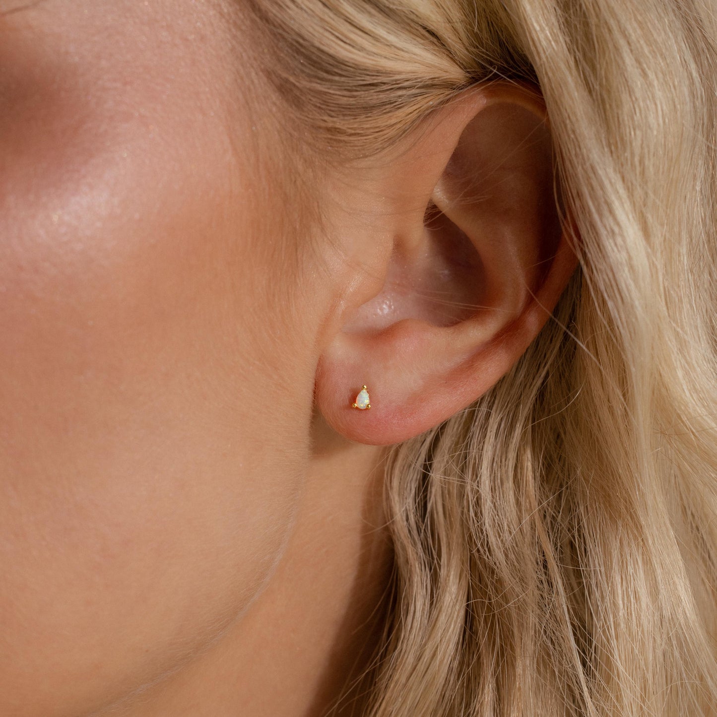 Opal Teardrop Flatback Studs