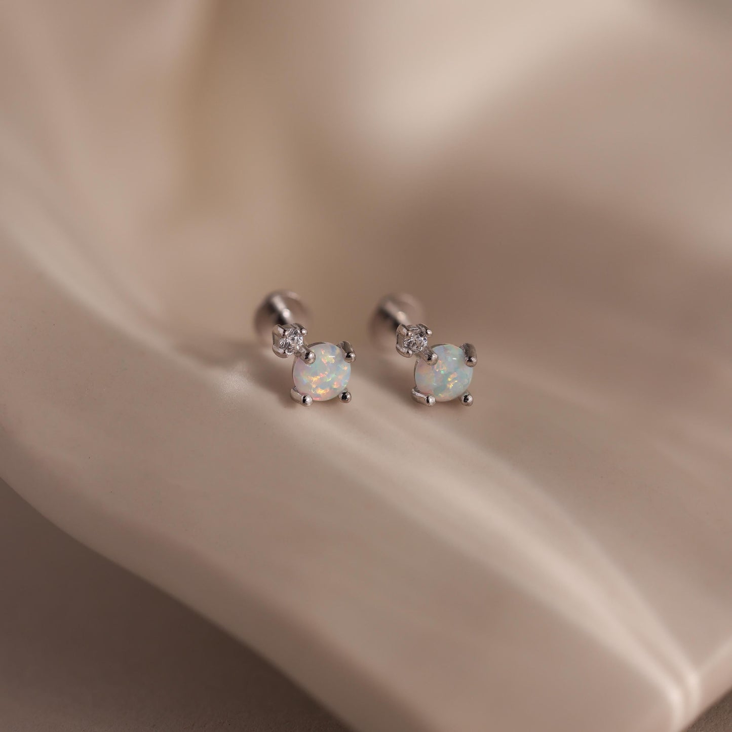 Opal & Diamond Flatback Studs