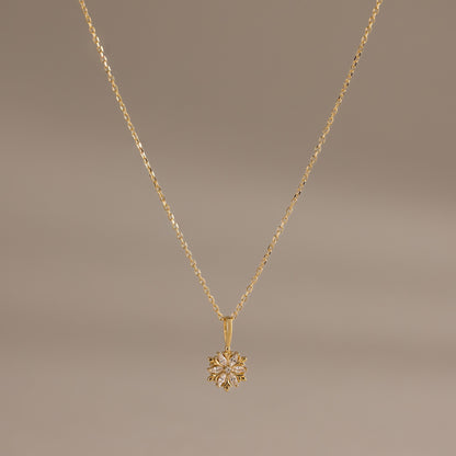 Diamond Poinsettia Necklace in 18K Gold