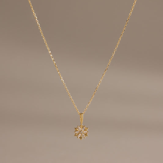 Diamond Poinsettia Necklace in 18K Gold