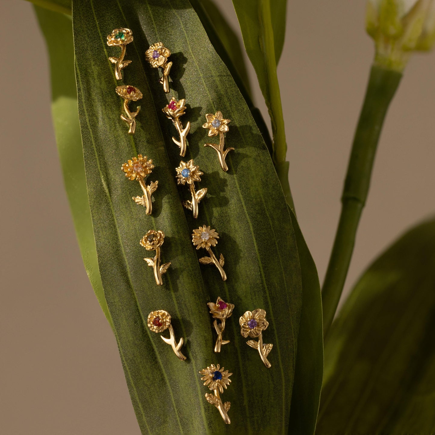 Birth Flower Stud Earrings