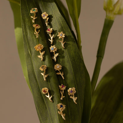 Birth Flower Stud Earrings