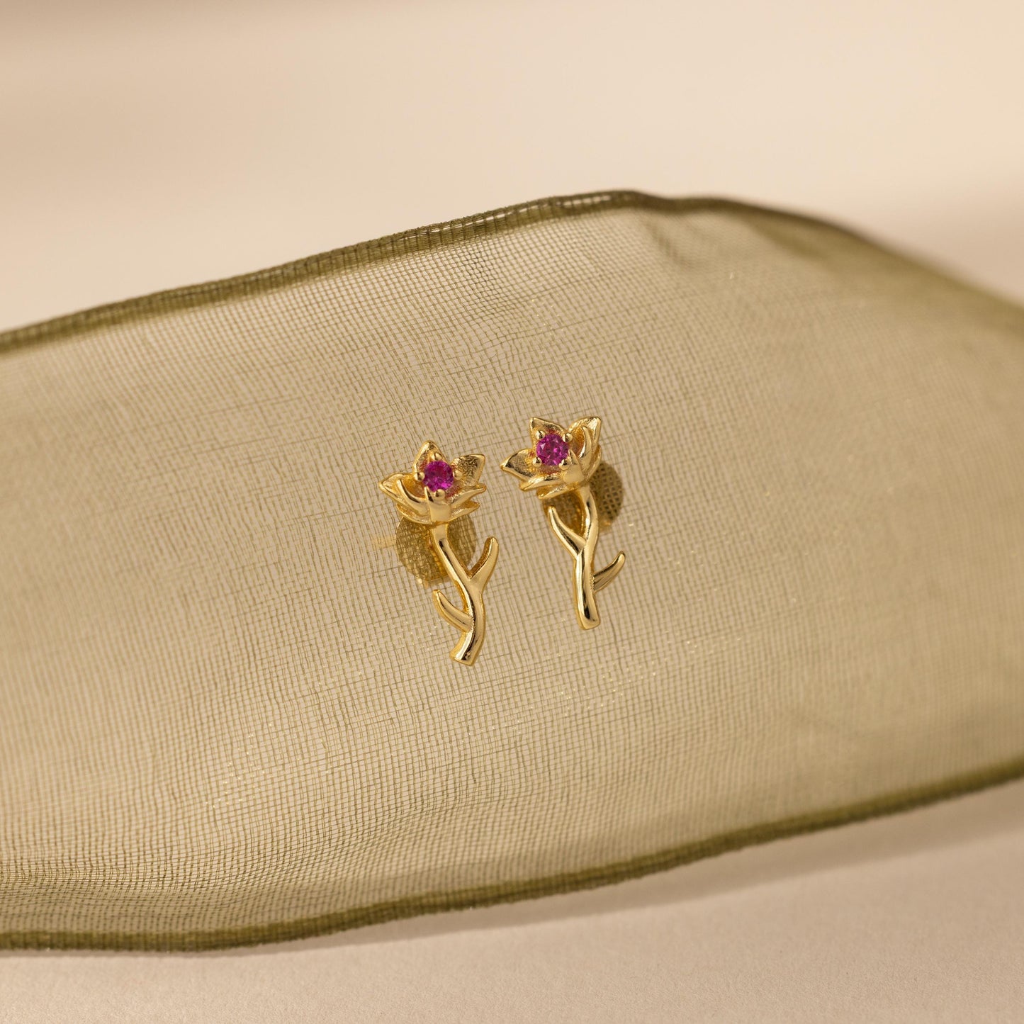 Birth Flower Stud Earrings