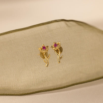 Birth Flower Stud Earrings
