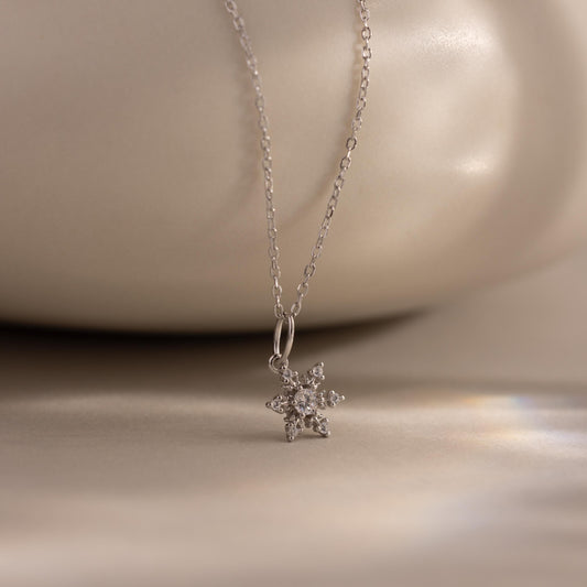 Diamond Snowflake Necklace in Sterling Silver
