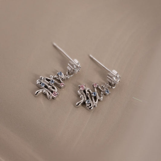 Holiday Diamond Tree Studs in Sterling Silver