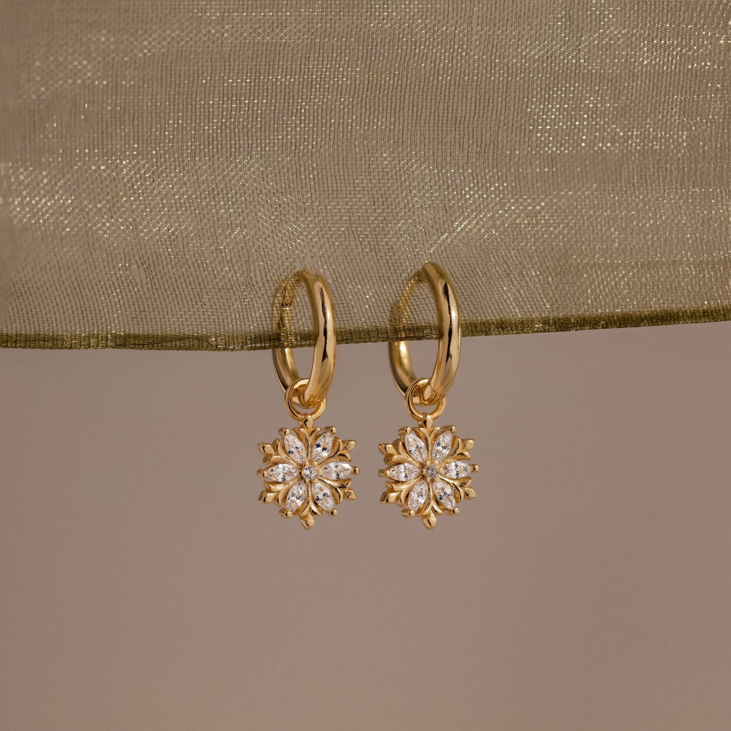 Diamond Poinsettia Hoops